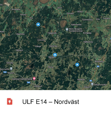 Karta över fastigheter inom projekt E14 fiber