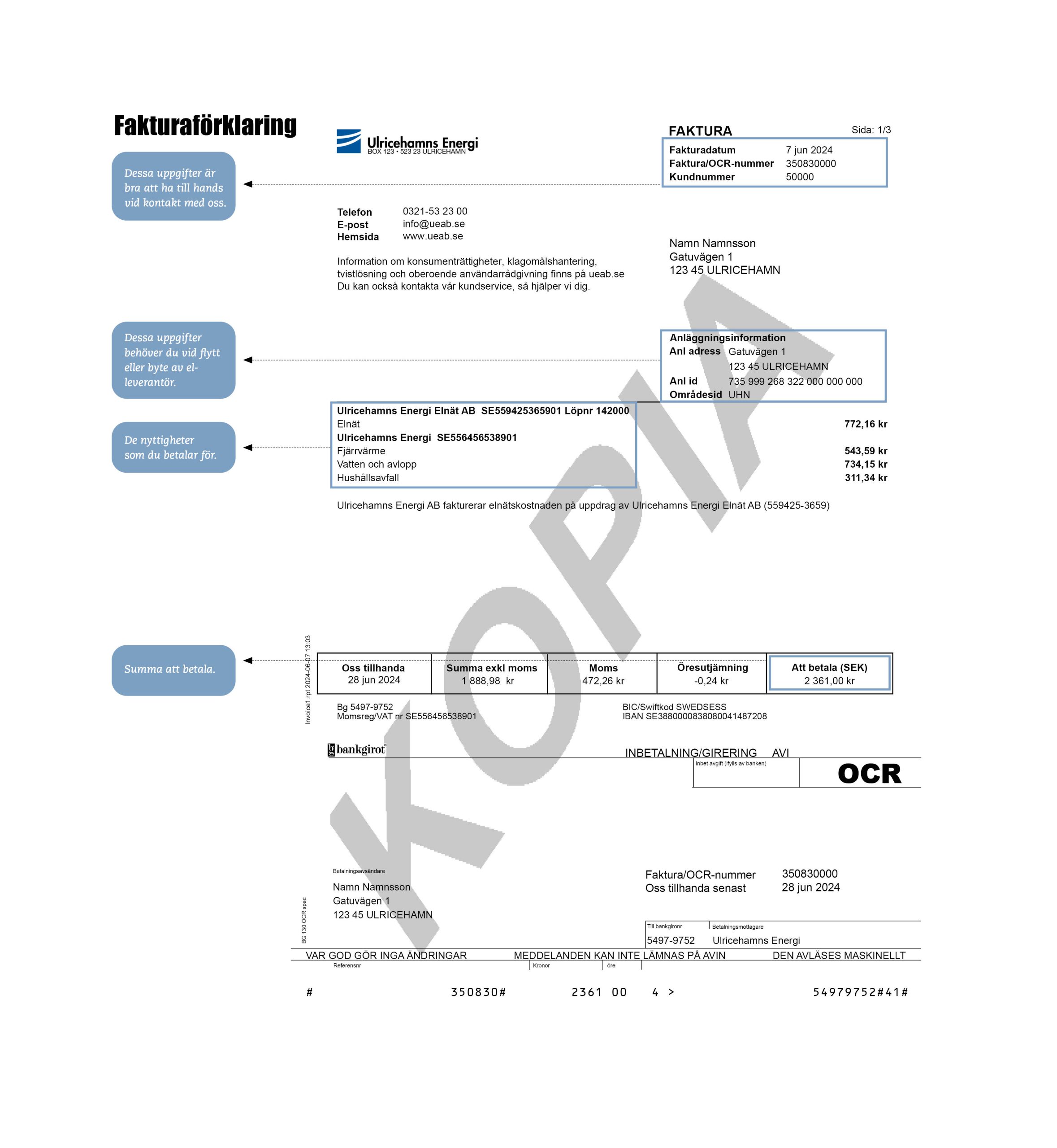 Fakturaförklaring sida 1