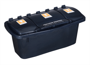 En elektronikbox med sorteringsfack för ljuskällor, småelektronik och batterier