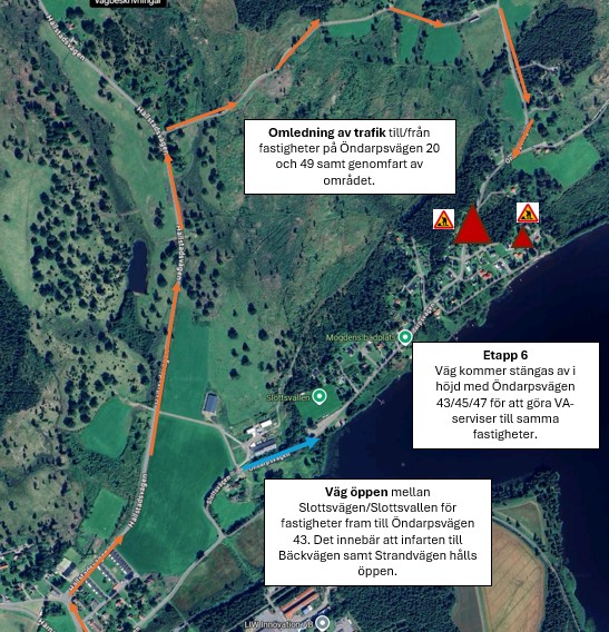 Avstängning av väg i höjd med Öndarpsvägen 43 under vecka 44-45.