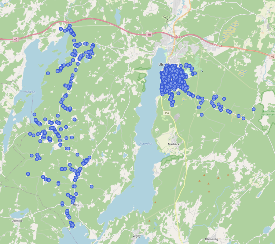 Område 2_UT Karta 2 som visar område för utrullning av fyrfackskärl