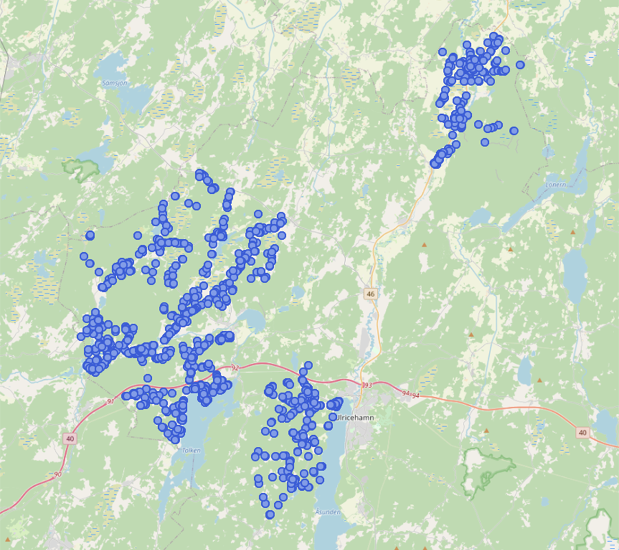 Område 3_UT Karta 3 som visar område för utrullning av fyrfackskärl